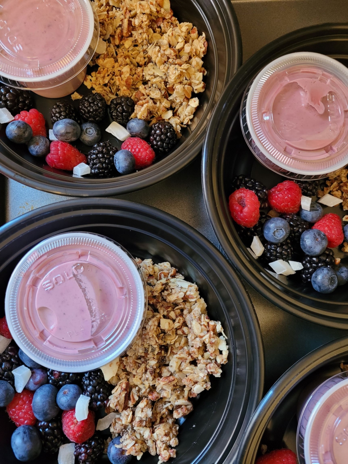 Acai yogurt, fruit and granola beneFIT breakfast